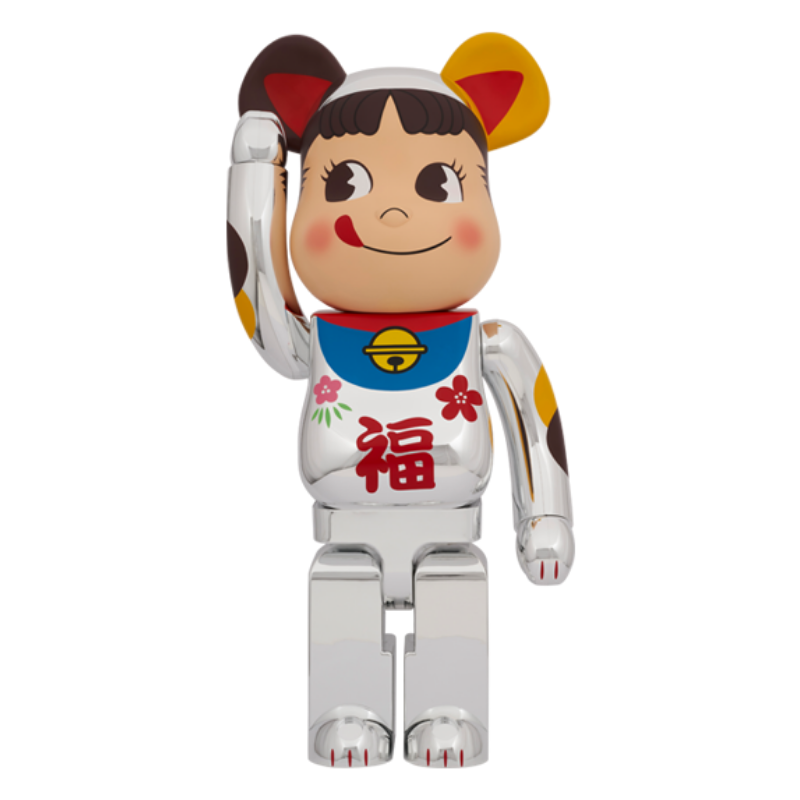 BE@RBRICK 招き猫 ペコちゃん 福 銀メッキ 1000％