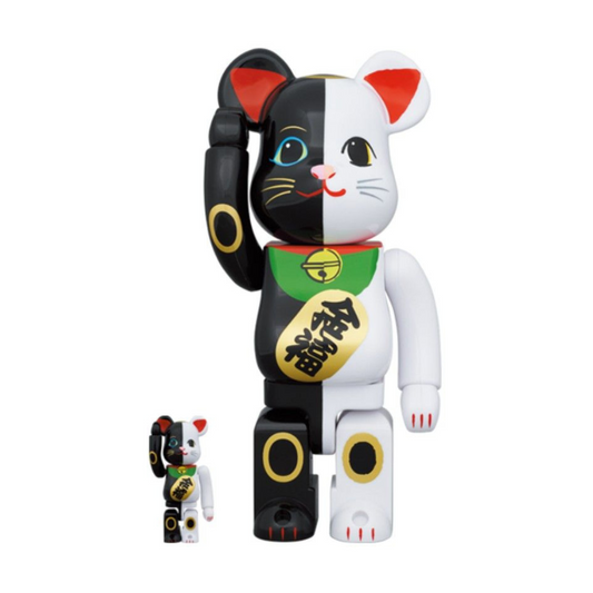 Bearbrick Manekineko Lucky Cat Black & White 400% + 100%