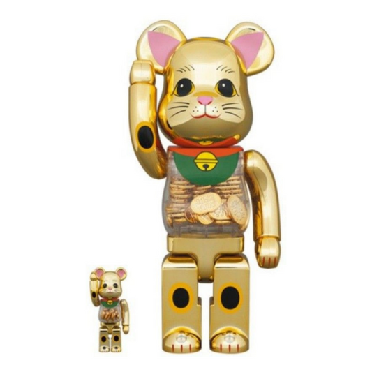 BE@RBRICK Manekineko Lucky Cat Oval Gold Coin 400% + 100%