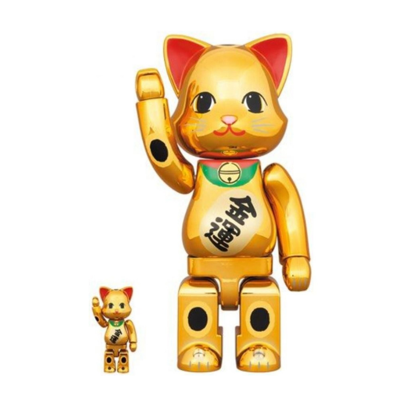 Bearbrick Nybrick Manekineko Gold Lucky Cat 400% + 100%