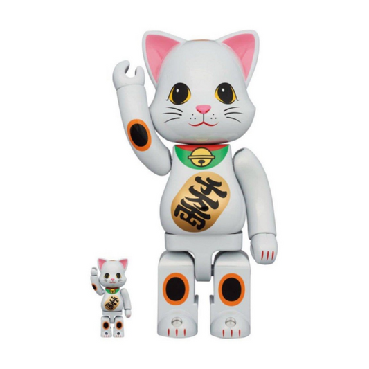 Bearbrick Nybrick Manekineko White Lucky Cat 400% + 100%