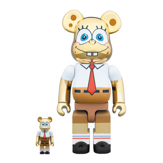 BE@RBRICK Spongebob Gold Chrome 400% + 100%