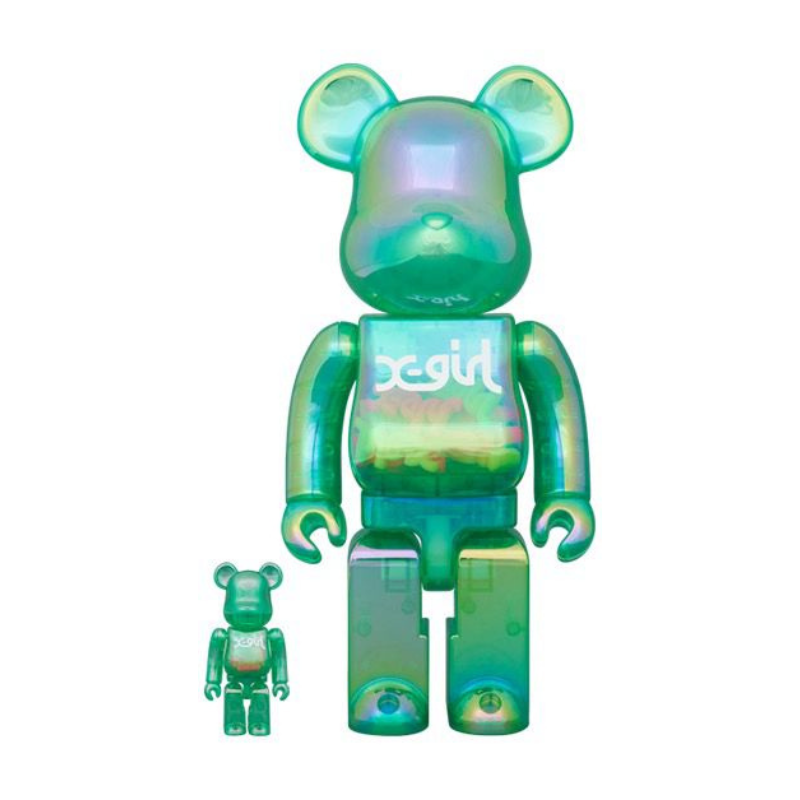 BE@RBRICK X-girl CLEAR GREEN Ver. 400% + 100%